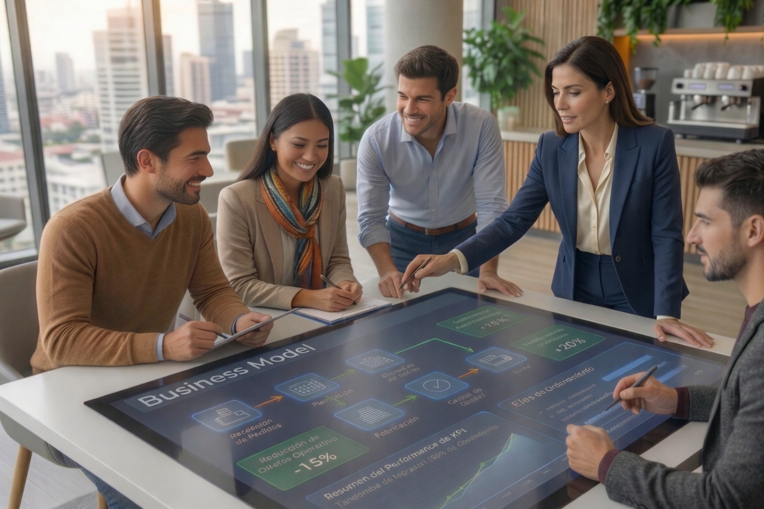 Equipo analizando modelo de negocio